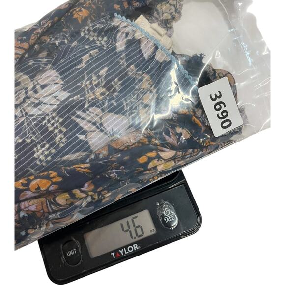 Anthropologie Pilcro Top Womens Large Blue Cottagecore Floral Sheer Peasant Boho - Picture 10 of 11